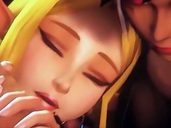 Princess Zelda shares ramrod and cum with ally